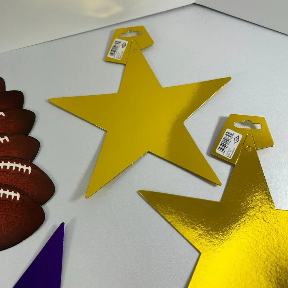 Lot Purple Gold Stars Football Party Paper Decorations Birthday Graduation